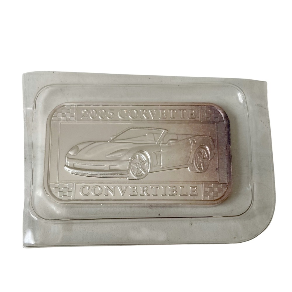 2005 Corvette Convertible One Troy oz .999 Fine Silver Rare Sealed Collectible